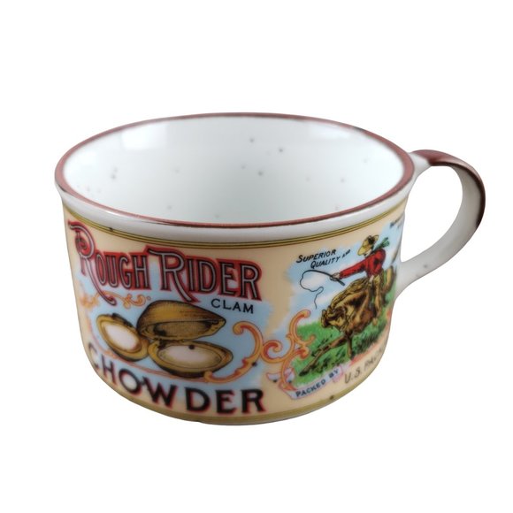 Rough Rider Clam Chowder Fabled Labels One Handled Mug Bowl 1992 Archives Set 5 - Picture 3 of 10